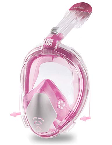 X-Lounger Full Face Snorkel Mask Upgrade Version Safer Lightest Foldable Easybreath 180° Panoramic View Double Anti-Fog Anti-Leak Gear Bag Camera Mount Base Earplugs Snorkel Set for Adult Youth