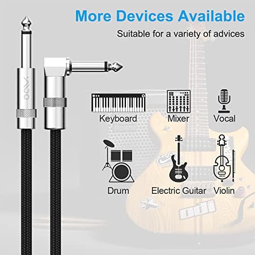 1mii Guitar Cable 6M(20FT) Electric Instrument Cable, Bass Amp Cord for Electric Guitar, Bass, Electric Mandolin, Keyboard, Pro Audio, 1/4" Cable Right Angle to Straight