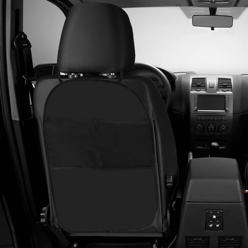 Marjoramy 2 Stück Rückenlehnenschutz Auto – Wasserdichter Autositzschoner für Rücksitz & Kinder | Trittschutz Matte gegen Schmutz,Kratzer & Hundepfoten | Praktischer Sitzorganizer (2 Taschen)