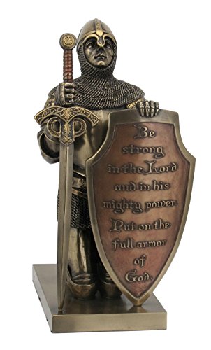 Estatua Caballero Templario acabado bronce 9 pulg