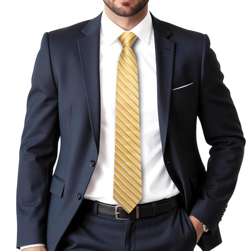 Image of Dubulle Mens Tie and Lapel Pin Paisley Striped Floral Necktie for Men Pocket Square Cufflinks 4PCS Set Wedding Party