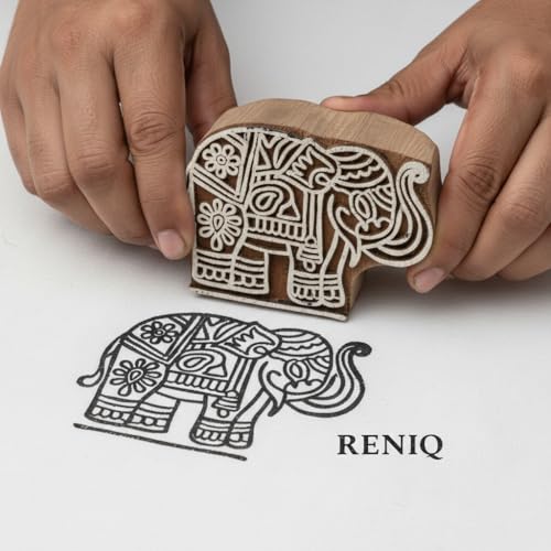 Image of RENIQ Wooden Printing Block for Fabric & DIY Craft | Handcrafted Indian Design Stamp for Textile, Pottery, Mehndi & Home Decor (Multicolor3)
