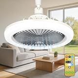 Ventilateur Plafond Silencieux avec 30W Lumière LED, E27 Petites Ventilateur de Plafond Eclairage avec Télécommande, Dimmable, 3 Vitesses, Lampe Ventilateur Plafond pour Chambre, Salon et Cuisine