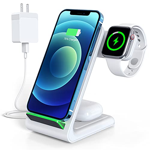 【2021最新進化版】Aouevyo 3in1 ワイヤレス充電器 Qi認証 15W急速 置くだけ充電 Apple Watch充電 Airpods充電 スマホ iPhone 13 / 13 Mini / 13 Pro Maxi / 12 / 12pro / 12 pro max /12 Mini / 11 / 11pro / 11 promax / Xs / X / XR / 8 / Samsung S20 / S10 / S10+ / S9 / S9+ / S8 / S8+などqi機種対応 QC3.0充電器