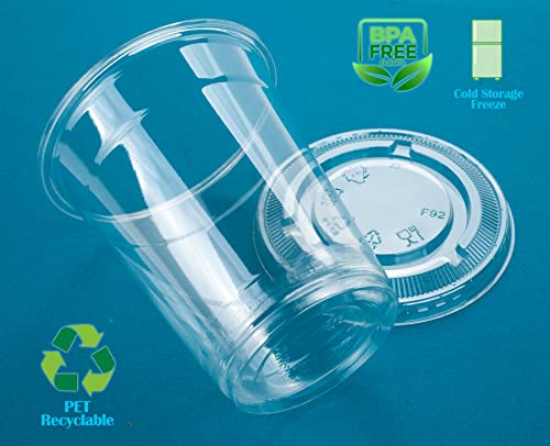 Image of Golden Apple, Cup series 12oz-50sets, clear cup + Flat lids No hole, BPA Free(50Cups+50Lids)