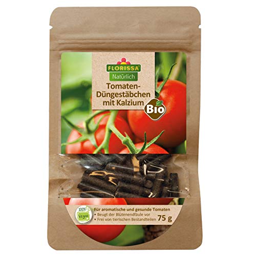 Florissa Natürlich 58998 Bâtonnets d'engrais bio avec calcium pour tomates savoureuses et une croissance puissante - Avec label de qualité dans le jardin (sachet de 75 g) - Marron