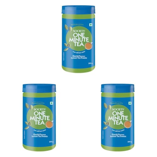 Image of Society One Minute Tea | Elaichi Flavour | Jar | Made with Cardamom | Flavoured Instant Tea | 500g | Pack of 3
