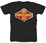 lang haltender Druck Fortschritt LPG DDR Ossi schwarz T-Shirt (4XL)