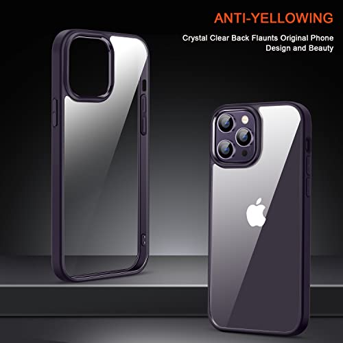 Coque iPhone 14 Pro Max fine protection robuste transparente dos rigide et contour violet - 3