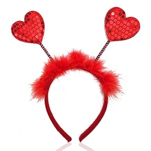 Heart Headband Valentine’s Day Headband Valentines Day Head Boppers Valentine Ears Red Heart Headband Vday Headband Valentines Day Accessories for Cupid Costume Valentines Day Costume