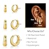 Yowivon 3 Pairs Gold Hoop Earrings Set for Women, Chunky Dainty 14K Gold Plated Lightweight Stack Earring Sets, Hypoallergenic Small Huggie Hoops Earrings for Multiple Piercing Trendy Jewelry #5