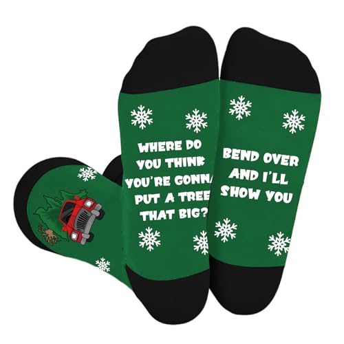 Christmas Vacation Merch Gifts, Funny Holiday Socks for Women Men, Griswold Family Christmas Vacation Costume Accessories, Winter Warm Knitted Socks, White Elephant Gifts Xmas Stocking Stuffer