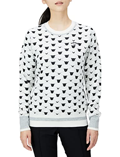 [キャロウェイ] レディース クルーネックニット (ベアーモチーフアーガイル柄) / セーター ゴルフ / C22218206 1030_ホワイト L