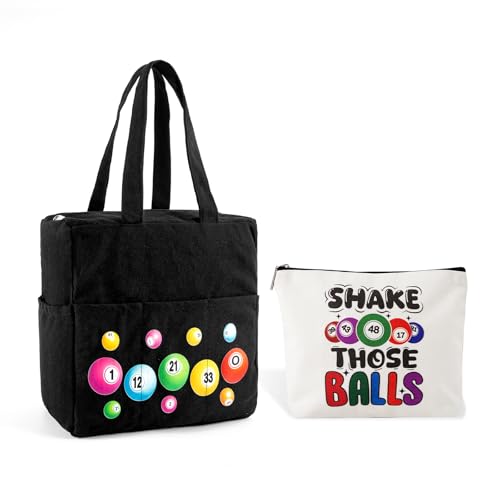 Bingo Bags with Pockets on Clearance Bingo Bag with Zipper and Polyester Bingo Daubers Makeup Bag Bingo Bags and Accessories Tote Gifts Game Suitable for Women and Girls (Black)