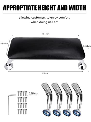 Nail Arm Rest For Acrylic Nails, Microfiber Leather Nail Hand Rest Cushion For Nails, Soft Hand Pillow Footstool With 4 Stainless Steel Stands Thick Sponge Nail Pillow For Nail Tech Use (Black) #TOP6