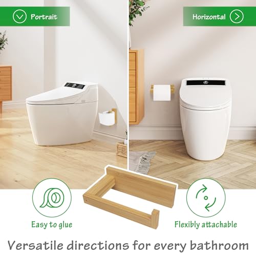 Htlxlm CC-ZZJ-UPGREAD-001 Free Drilling Bamboo Wall-Mounted Toilet Paper Holder Self-Adhesive Or Screw Toilet Tissue Roll Holder thumb #5