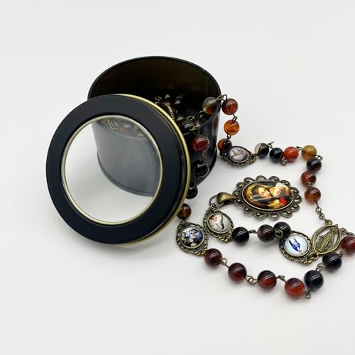 8MM Natural Agate Stone Rosary Beads Catholic Seven Sorrows Rosary Beads Necklace Seven Sorrows of Mary Rosary Chaplet3