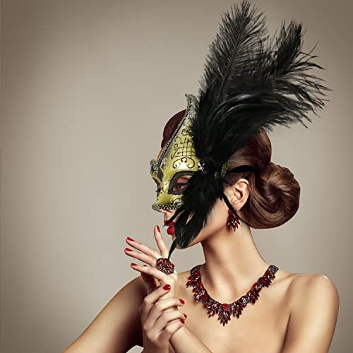 Masquerade Mask Halloween Ball Mask Christmas Costume Party Mask With Feather #TOP2