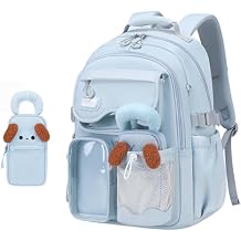 Bansusu Kids Backpack for Girls School Bag, Girls Backpack Bookbag Multi-Pocket, with Pencil Case, Blue