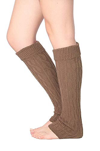 Image of Women's Cable Knit Leg Warmers - Ribbed Knee High Boot Socks for Winter, Layering & Dance Warmups