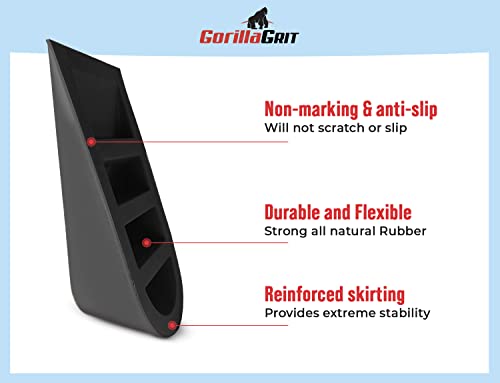 Extra Large Rubber Door Stoppers - Heavy Duty Door Stop Wedge, Jumbo Flexible Door Holder - Black 2 Pack - Non Marking Anti Slip Jammer #TOP2