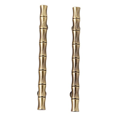 Mgoodoo 5Pcs 5.83" Bamboo Zinc Alloy Drawer Cabinet Handle Retro Solid Furniture Pull Knob Antique Brass Decorative (Hole Spacing 96Mm) #TOP9