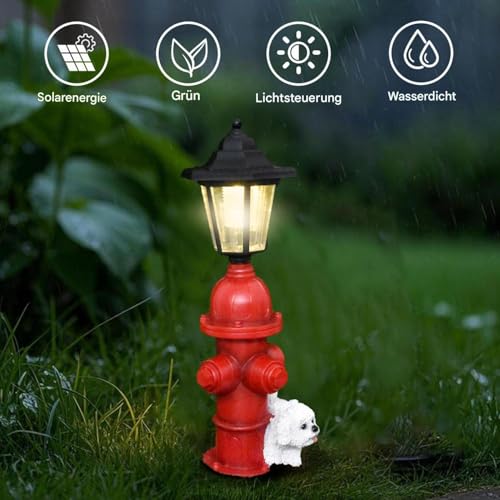 Statue décorative solaire en forme de borne incendie lumineuse autonome