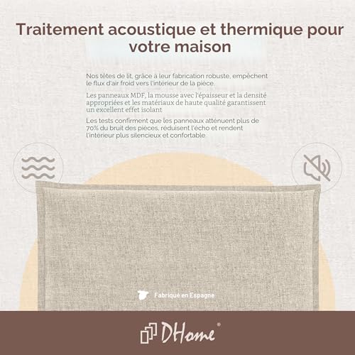 Tête de lit 160cm lin naturel anti-taches, DHOME