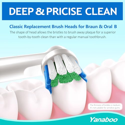 Oral B Compatible Toothbrush Head, Yanaboo Replacement Brush Heads for Most Braun Oral B Electric Toothbrushes of Vitality Pro Smart Genius Series, Precision Clean and Plaque Removal (8 Pack in White) - Image 2
