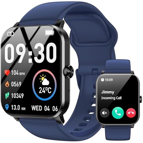 Jacoosa Smart Watch for Men Women with Bluetooth Call 1.85" HD Touch Screen Fitness Watch, 120+ Sports Modes/Heart Rate/Sleep Monitor/IP68 Waterproof, Smartwatch for Android iOS (Blue) Cover