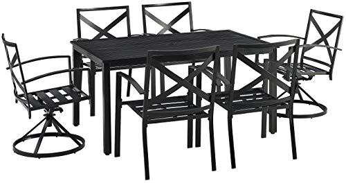 Crosley Furniture Ko60023Bz-Ol Kaplan Outdoor Metal Dining Set, 7-Piece (2 Swivel & 4 Regular Chairs), Oiled Bronze With Oatmeal Cushions #TOP2
