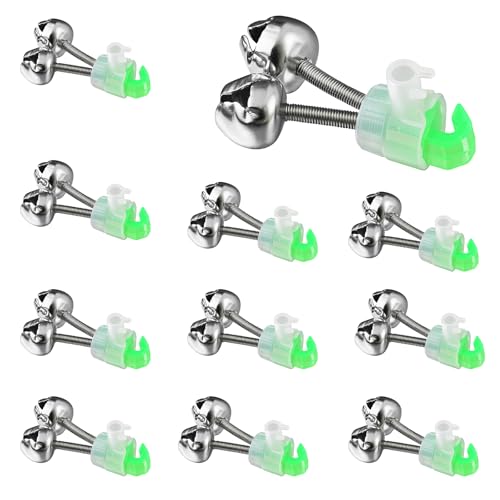 SynHHergyx 10 Pcs Fishing Rod Bells Fishing Rod Alarm Bell Double 1.89 Inch Green Galvanized Fish Bite Alarm Portable Reusable Bites Indicator for Night Bite Indicators