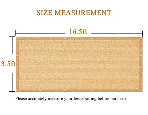 iCover 3.5x16.5ft Balcony Privacy Screen Fence, UV-Resistant Railing Fencing Cover for Porch Deck Patio Garden Backyard, Cable Zip Ties Included, Sand by i COVER - Image 4