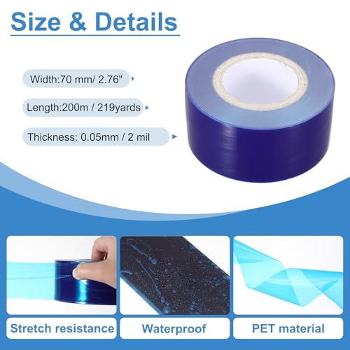Image of PATIKIL Removable Protective Film Tape, 2.8 Inch x 656 ft PE Surface Protective Scratch Film Tape Roll for Furniture Electrical Appliances Plastic Hardware Medium Stickiness, Blue