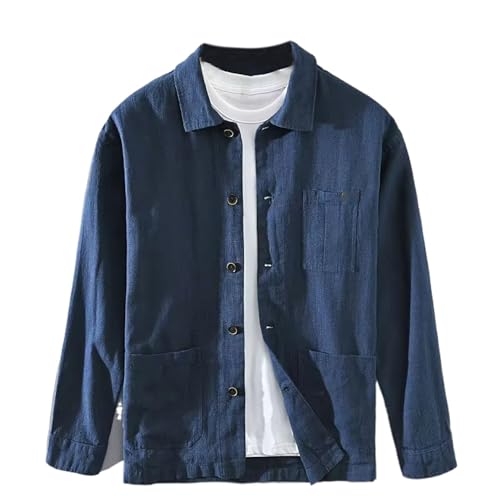 Chemise japonaise homme en lin et coton d'automne à manches longues
