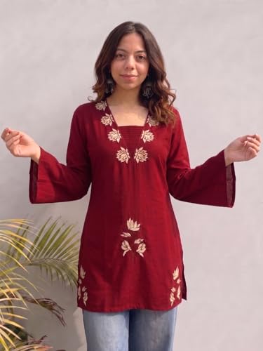Image of ANNI Designer Cotton Short Kurti for Women | Stylish Kurti | Short Kurti Top | Casual Kurta for Women | Comfortable Cotton Kurtis for Womens