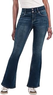 1822 Denim Oretha High-Rise Jeans for Women: Dark Blue Stretchy Waist, Premium Contour Fit Stretch Denim