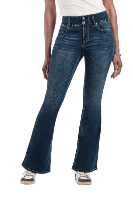 1822 Denim Oretha High-Rise Jeans for Women: Dark Blue Stretchy Waist, Premium Contour Fit Stretch Denim