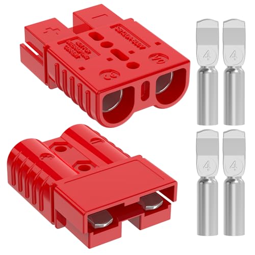 Hilictokt Anderson Connector, 120AMP 2/4/6 AWG Battery Quick Connect 12V-36V Anderson Plug Battery Cable Quick Connect Disconnect Plug Winch Wiring Kit for Cable RV Truck Winch (2 Pack)-Red