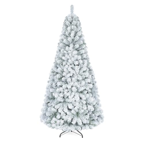 Goplus 6ft Snow Flocked Artificial Christmas Tree, Hinged