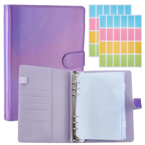 INFUNLY Knitting Needle Case Set Purple Circular Knitting Needle Organizer 9.2x6.9" Crocheting Tools Holder Kit with Label Sticker PU Leather Binder Zipper Pouch for Knitting Tools Collecting Sorting