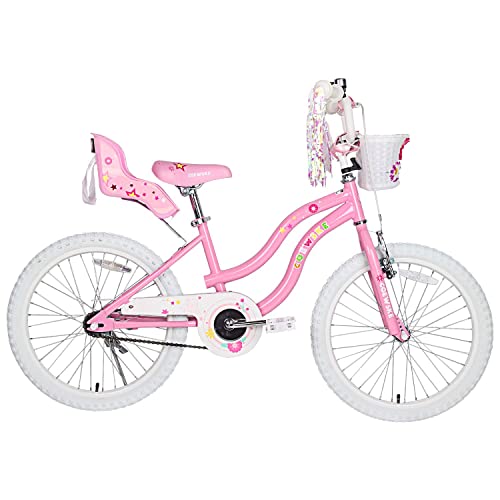 Coewske Kid's Bike Steel Frame Children Bicycle Little Princess Style 18 Inch With Training Wheel (Pink, 18 Inch) #TOP1
