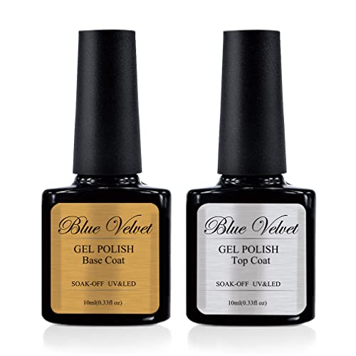 GEL LAB Top Coat and Base Coat Set Soak Off UV LED Gel Nail Polish Top Sealer + Foundation Base Kit High Glossy Shine Finish and Long Lasting - 2 x 10ml