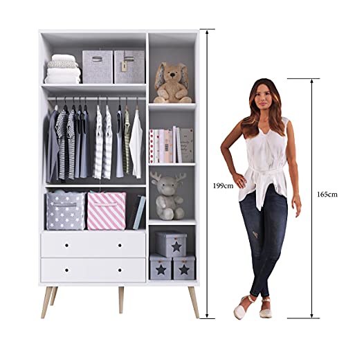 ROUPEIRO RETRÔ 02 GAVETAS 03 PORTAS PÉS PALITO BRANCO