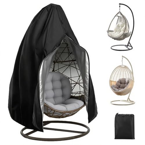 Fiabgum Funda para sillón colgante 210D de tela Oxford con cremallera, cordón, impermeable, resistente al viento, resistente a los rayos UV, cesta colgante, silla de balancín, cubierta