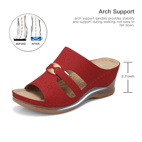 Image of SHIBEVER Wedge Sandals for Women Dressy: Comfortable Slip On Summer Sandal
