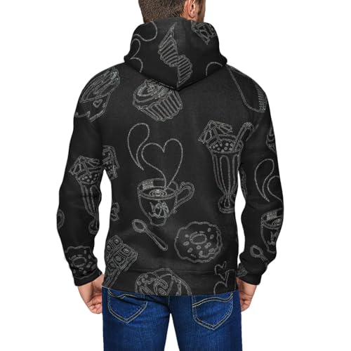 Sweat à capuche motif thé après-midi noir vêtement décontracté - 5