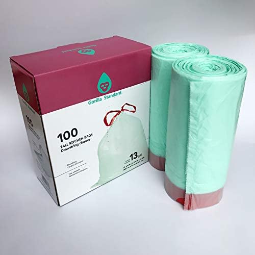 Gorilla Standard Green 24x24in. Kitchen Drawstring Trash Bags with LeakLock Protection, 13 Gallon, 100 Count