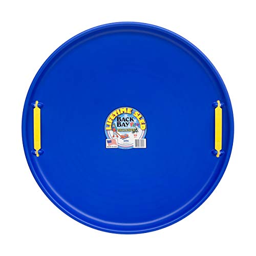 Back Bay Play Lifetime Downhill Saucer Disc - Snow Sled with Handles, for Kids and Adults - Durable Sleds for Winter Sledding Outdoors - Ages 5 and Up (Arctic Blue)