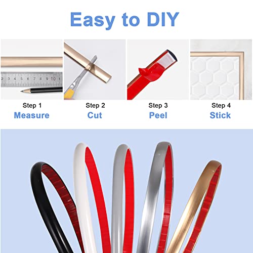 Waldecoo 10 Ft Peel And Stick Trim For Backsplash Tile Edge, Self-Adhesive Liner For Corner Decor In Gold, Flexible Quarter Round Molding Self Adhesive (Stronger Upgrade Adhesive) #TOP4